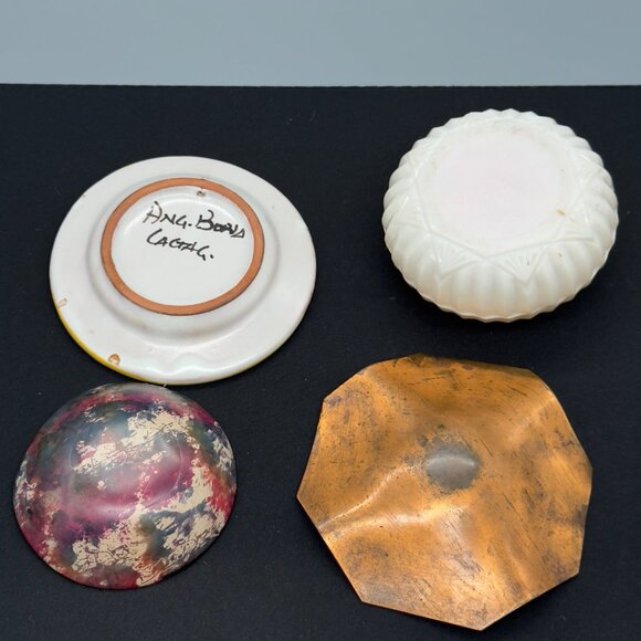 Vintage Lot of 4 Small Decorative Trinket Dishes Box Handcrafted Mix Styles - Picture 7 of 10